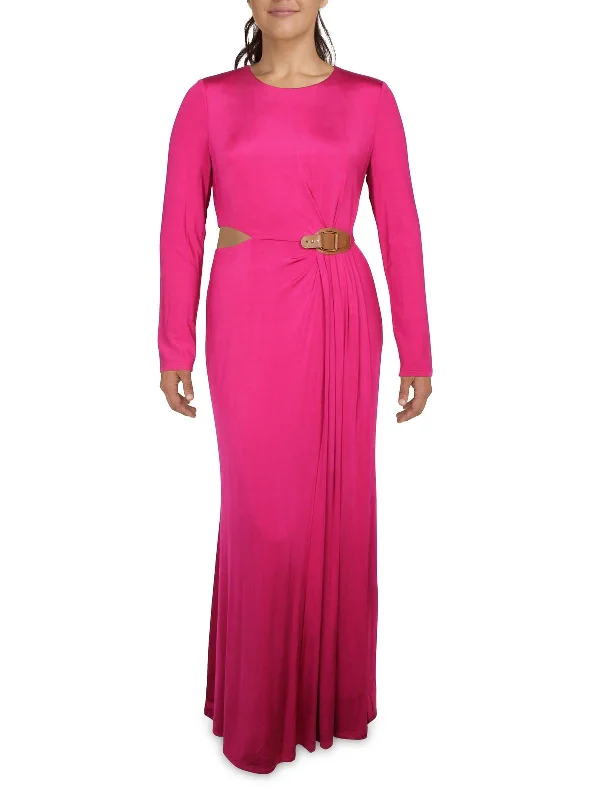 Womens Buckle Trim Long Evening Dress Tunics Practical durable