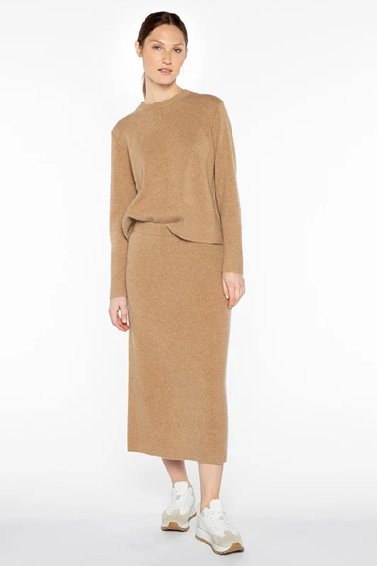 KINROSS CASHMERE - RIB KNIT CASHMERE SKIRT wool skirt sturdy
