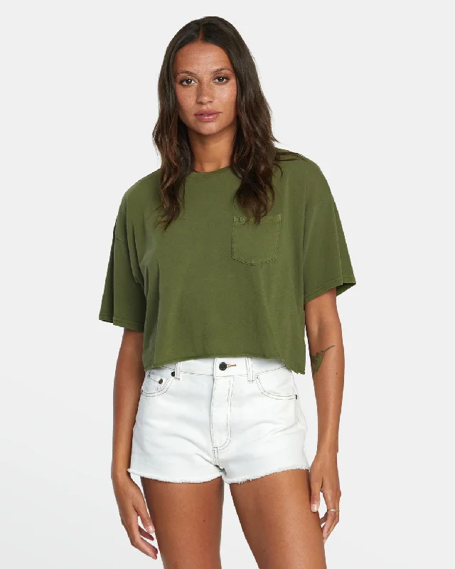 PTC Pocket Tee - Dark Moss Chenille Brocade Lace