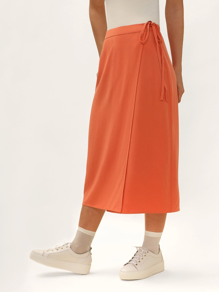 Robin Wrap Midi Skirt in Orange Spritz pencil skirt chic