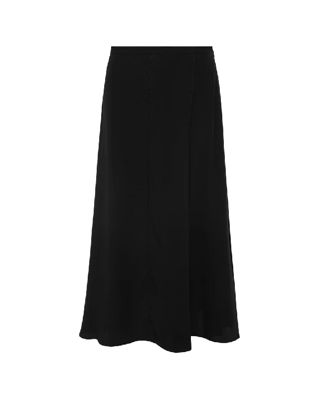 SFIZIO - BLACK SKIRT WITH LACE INLAY silk skirt smooth