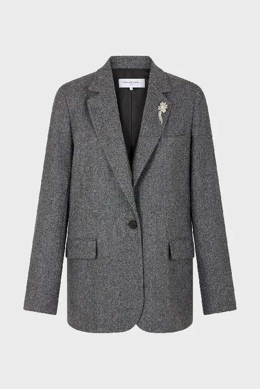 Jacket Melanie Dav06a058 Grey One-Shoulder Jacket Off-the-Shoulder Jacket Asymmetrical Jacket