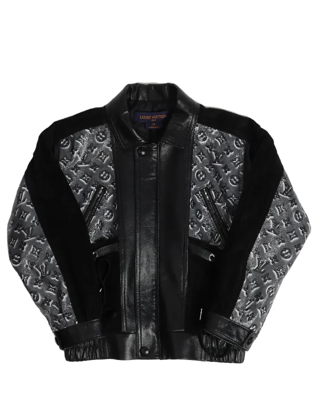 Cropped Monogram Leather Jacket Hoodie Zip-Up Jacket Button-Up Jacket
