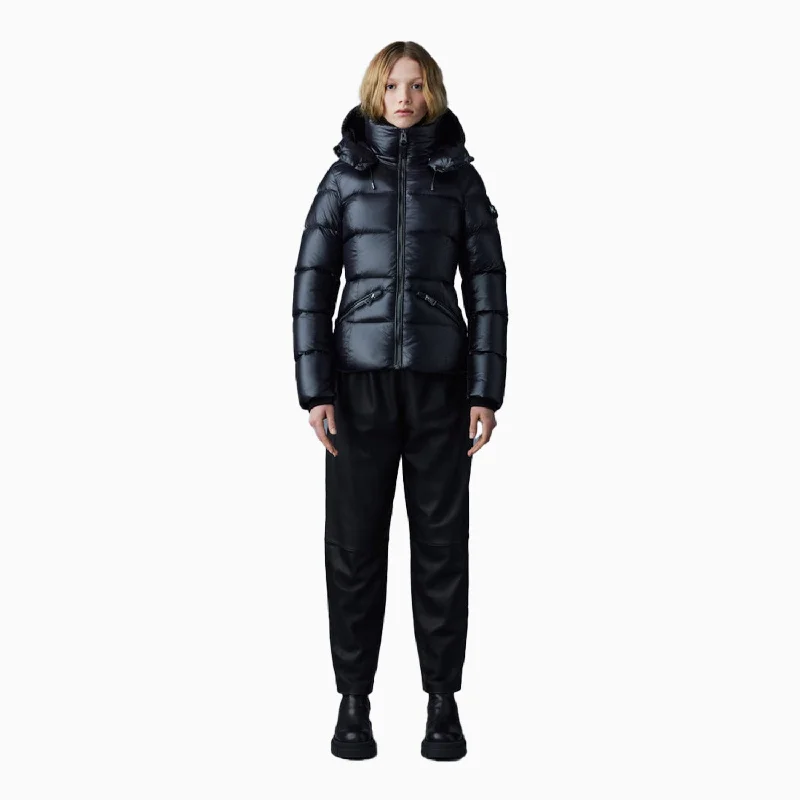 Women's Madalyn Lustrous Light Down Jacket With Hood Trench Coat Raincoat Waterproof Jacket