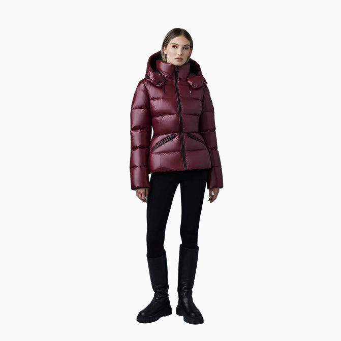 Women's MADALYN Lustrous Light Down Jacket With Hood Plaid Jacket Tartan Jacket Houndstooth Jacket