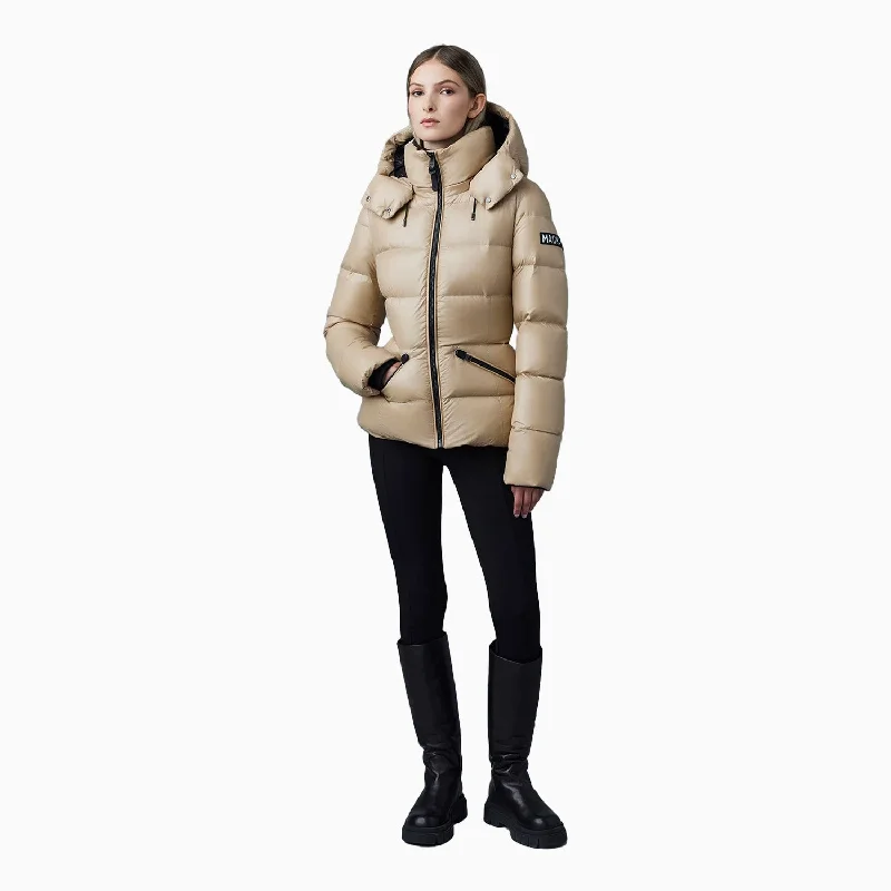 Women's MADALYN Lustrous Light Down Jacket With Hood Corduroy Jacket Velvet Jacket Brocade Jacket