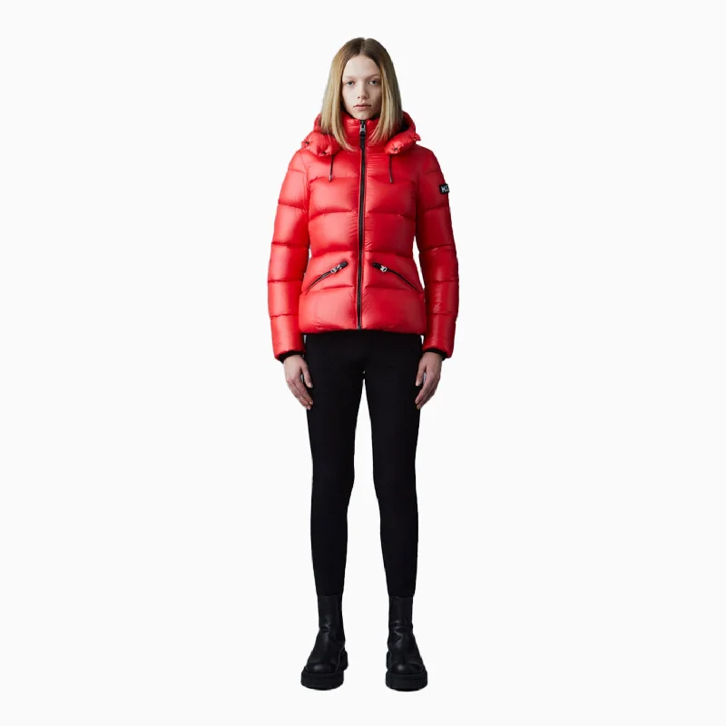 Women's MADALYN Lustrous Light Down Jacket With Hood V-Neck Jacket Boat Neck Jacket Square Neck Jacket