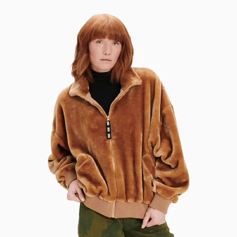Women's Laken Faux Fur Zip Up Jacket Knit Jacket Woven Jacket Fleece Jacket