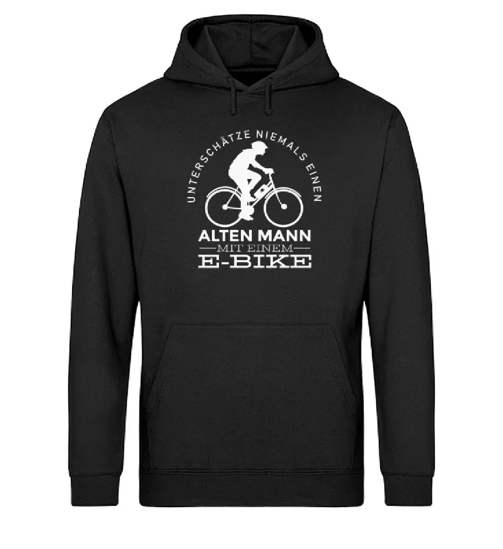 Alter Mann mit einem E-Bike - Unisex Organic Hoodie Hoodie with Full-Zip Functional Layering
