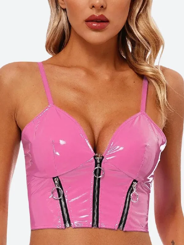 Faux Leather Bustier Crop Top Modern Contemporary Chic