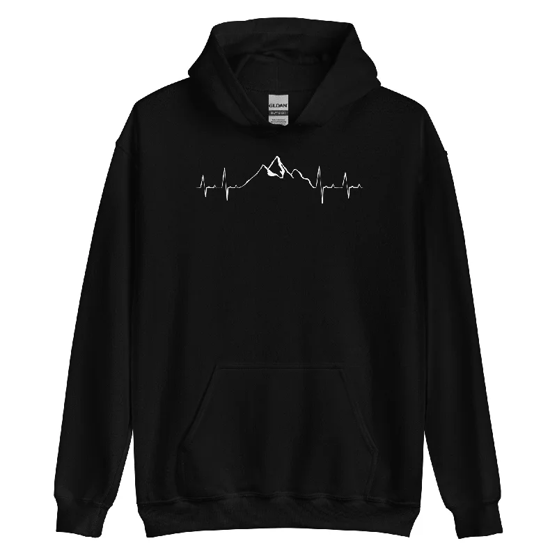 Herzschlag Berge - Unisex Hoodie Hoodie with Raw Hem Edgy Unfinished