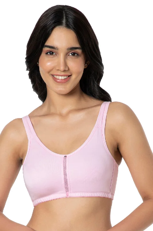 Cotton Daily Support Solid Non Padded Non-Wired Bra - Lilac Pink Supportive Wireless Bra