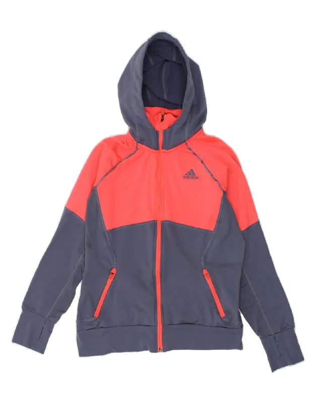 ADIDAS Womens Climalite Zip Hoodie Sweater UK 12/14 Medium Blue Soft Cozy Warm