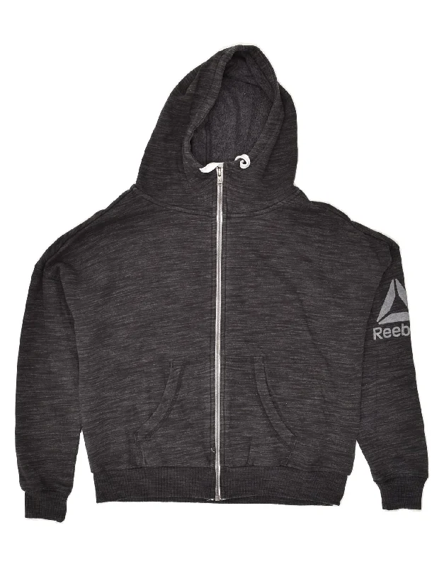 REEBOK Womens Oversized Graphic Zip Hoodie Sweater UK 14 Medium Grey Handmade Hand-knitted Hand-woven REEBOK Womens Oversized Graphic Zip Hoodie Sweater UK 14 Medium Grey Handmade Hand-knitted Hand-woven