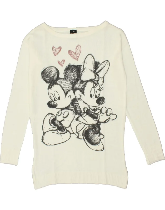 TERRANOVA Womens Disney Graphic Boat Neck Jumper Sweater UK 6 XS Off White Jersey Fabric Tulle Fabric Batik Fabric TERRANOVA Womens Disney Graphic Boat Neck Jumper Sweater UK 6 XS Off White Jersey Fabric Tulle Fabric Batik Fabric