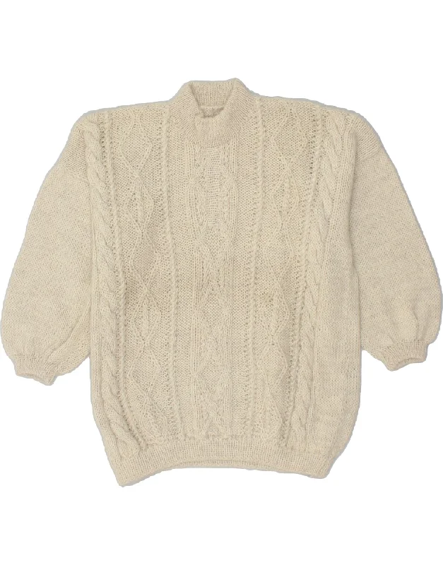 VINTAGE Womens 3/4 Sleeve Turtle Neck Jumper Sweater UK 14 Large Beige Chenille Fabric Brocade Fabric Lace Fabric VINTAGE Womens 3/4 Sleeve Turtle Neck Jumper Sweater UK 14 Large Beige Chenille Fabric Brocade Fabric Lace Fabric