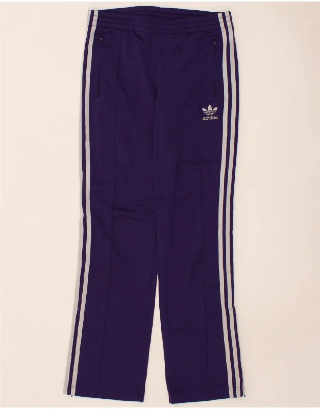 ADIDAS Womens Tracksuit Trousers EU 36 Small Purple Polyester Trousers Flared Retro