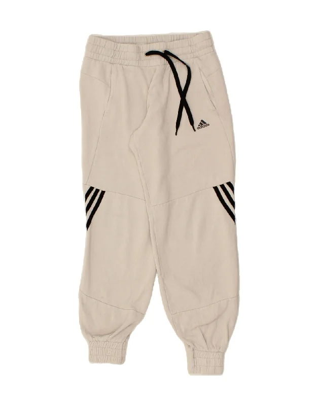 ADIDAS Womens Tracksuit Trousers Joggers UK 16/18 Large Grey Cotton Cropped Trousers Casual Linen