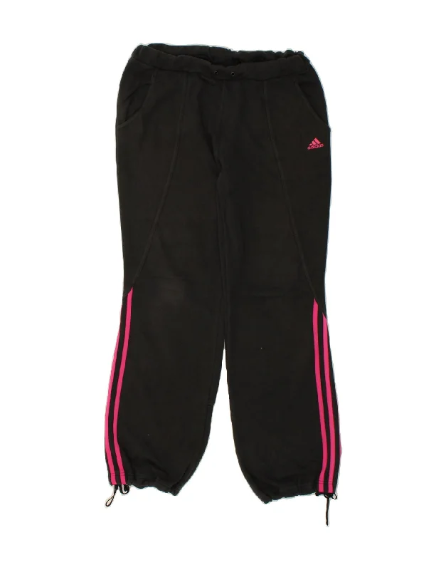 ADIDAS Womens Tracksuit Trousers Joggers UK 16 Large Black Cotton Chinos Cotton Straight Leg