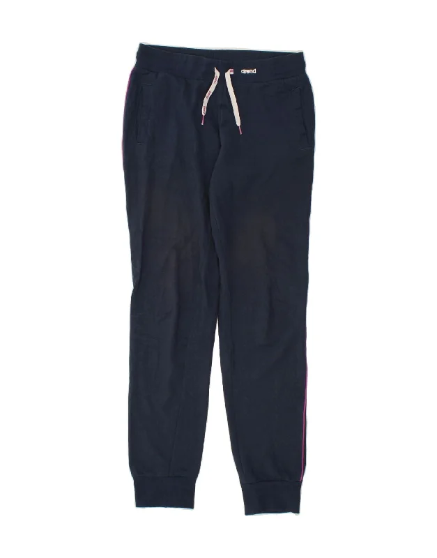 ARENA Womens Tracksuit Trousers Joggers UK 12 Medium Navy Blue Cotton Trousers sophisticated sleek