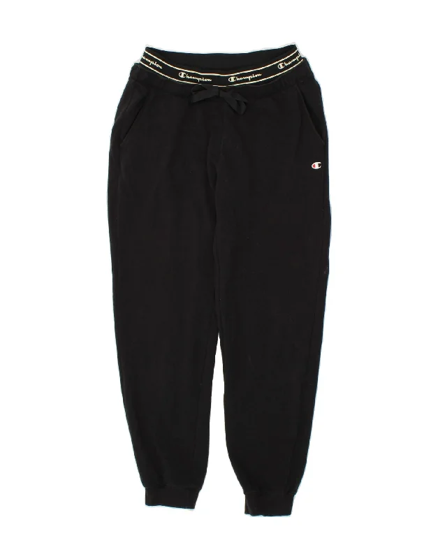 CHAMPION Womens Graphic Tracksuit Trousers Joggers UK 10 Small Black Trousers Spring Floral