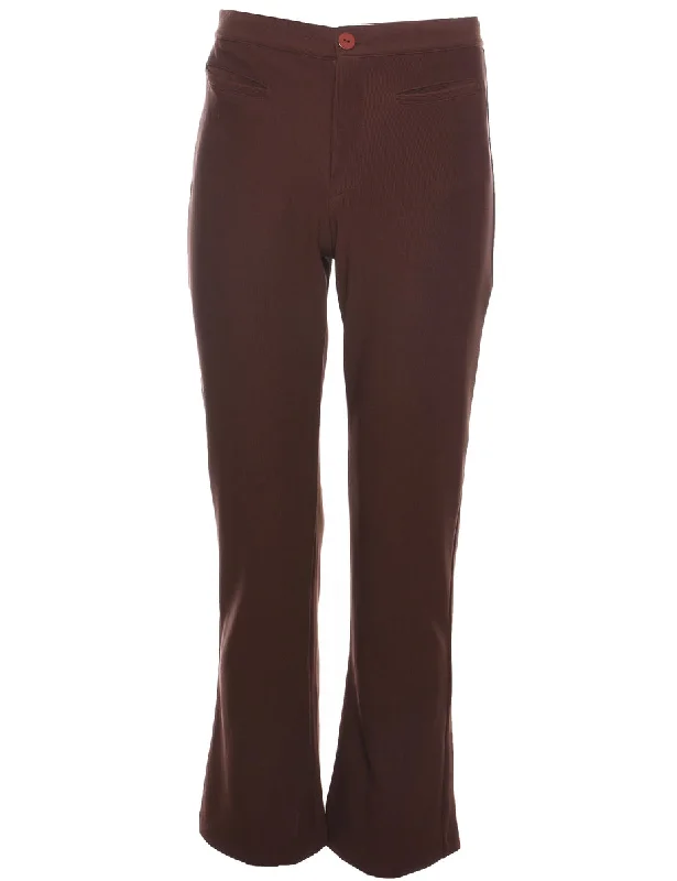Dark Brown Flared 1990s Trousers - W31 L30 Trousers stylish modern