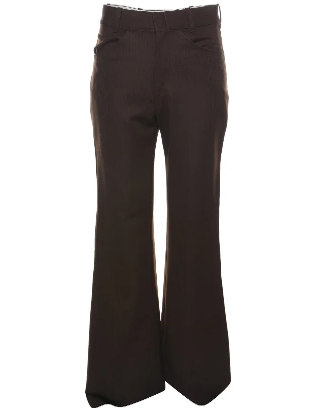 Dark Brown Flared Trousers - W28 L32 Trousers practical easy-care