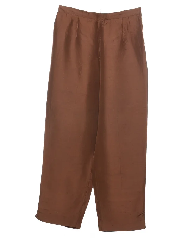 Dark Brown High Waist Trousers - W26 L26 Trousers fashionable chic