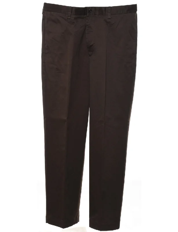 Dark Brown Nautica Straight-Fit Trousers - W35 L32 Trousers Culottes Wide Leg