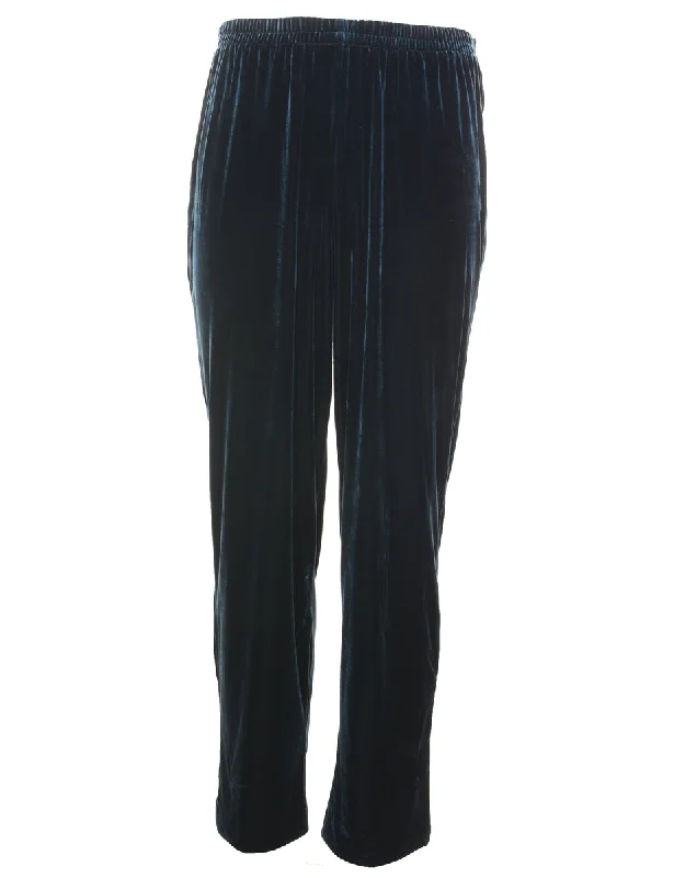 Dark Green Elasticated Waist Dark Green Velvet Trousers - W28 L28 Trousers Handmade Artisanal