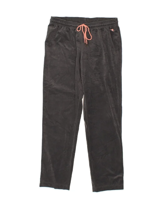 DIADORA Womens Tracksuit Trousers UK 14 Medium Grey Polyester Trousers versatile all-occasion