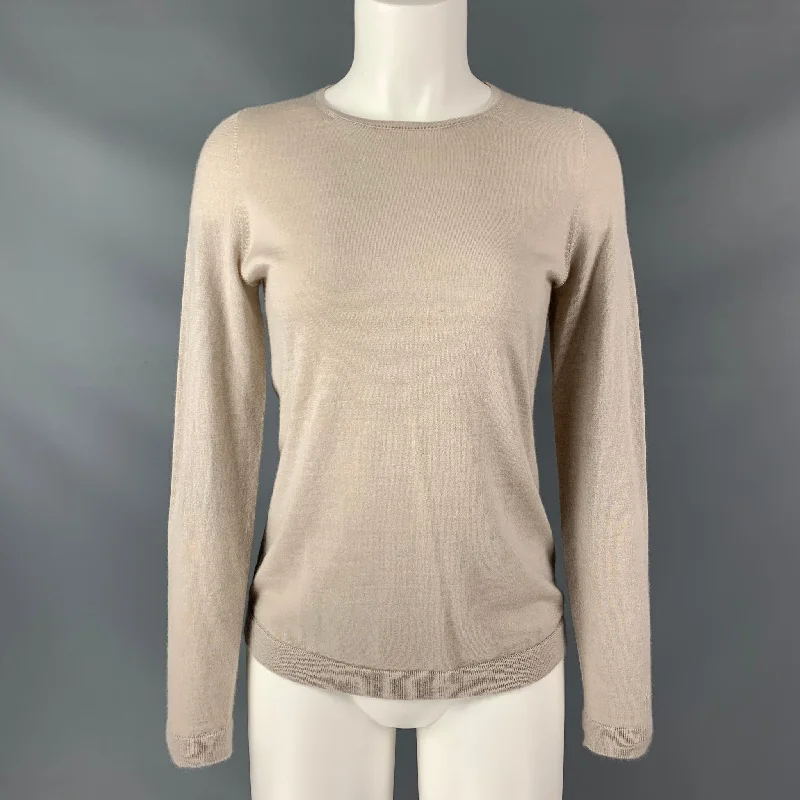 FALCONERI Size M Oatmeal Cashmere Long Sleeve Pullover Bateau Neck Pullover