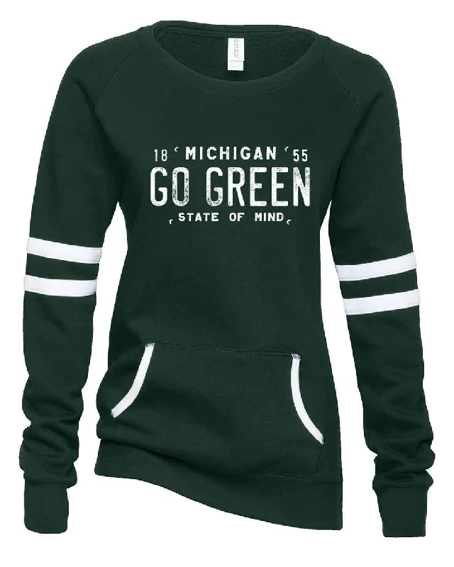 Go Green - Ladies' Varsity Pullover Batwing Sleeve Top