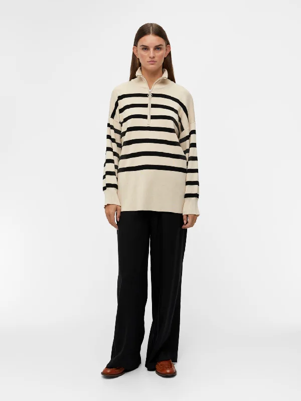 OBJESTER Pullover - Sandshell Ruffled Neck Pullover