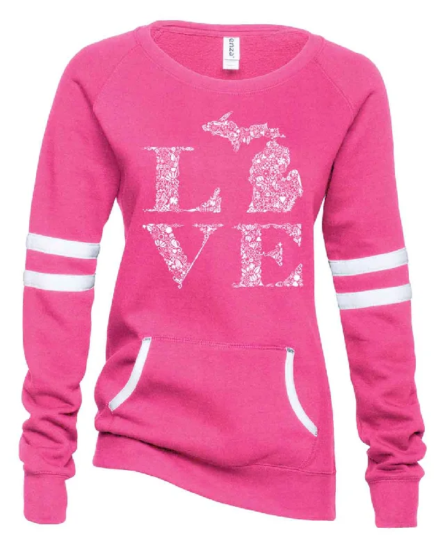 Love Floral - Ladies' Varsity Pullover Blouson Sleeve Pullover