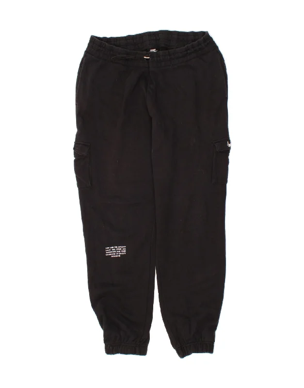 NIKE Womens Cargo Tracksuit Trousers Joggers UK 18 XL Black Cotton Cropped Trousers Casual Linen