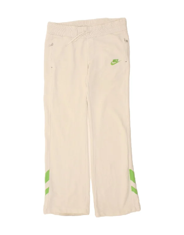 NIKE Womens Tracksuit Trousers UK 14/16 Large Off White Trousers Pleated Formal