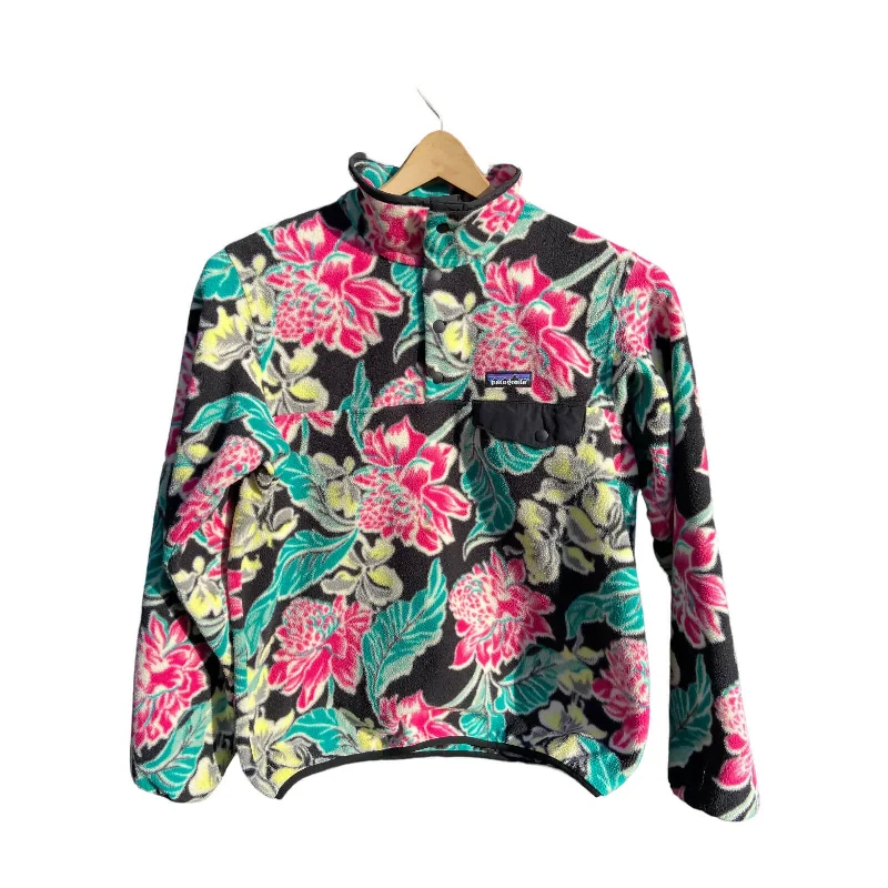 Patagonia Synchilla T-Snap Fleece Womens Medium Manoa Hawaiian Floral Pullover S Bishop Sleeve Elegant