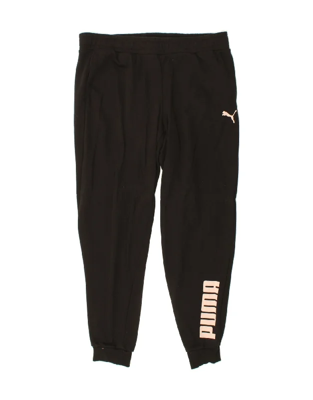PUMA Womens Graphic Tracksuit Trousers Joggers UK 18 XL Black Cotton Trousers Fall Fleece